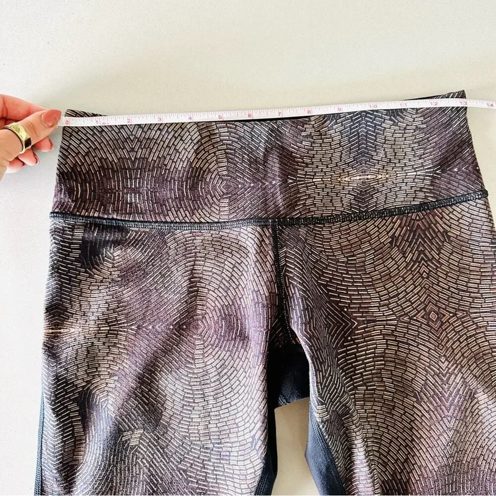 LULULEMON Wunder Under Crop II Golden Goddess Bead Envy Black Low Rise Legging 6